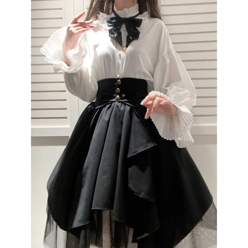 2025 Japanese & Korean Lolita Gothic Vintage Kawaii Irregular Cosplay Skirt Set 8