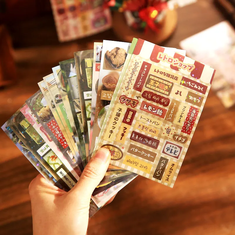 30pcs 스티커북 귀여운 일본 스타일 글리터 필름 다이컷 스티커북 DIY 핸드메이드 스크랩북 미적 감각의 문구류