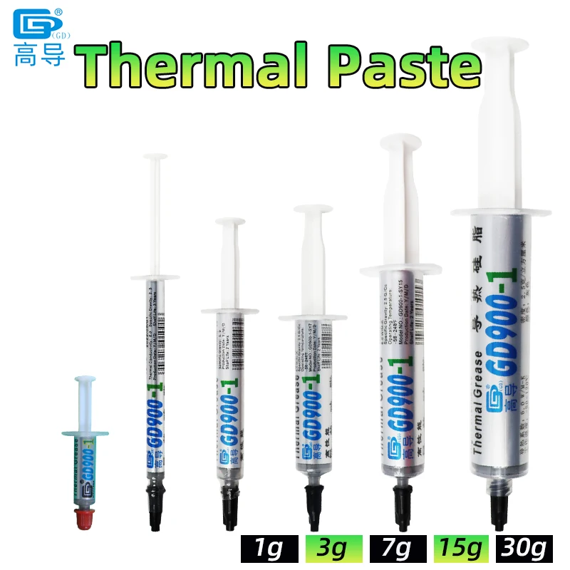 GD900-1 Thermal Grease Thermal Paste Conductive Heat Sink Compound Plaster 6.0 W/M-K 1/3/7/15/30g For CPU GPU Cooling Cooler SSY 1