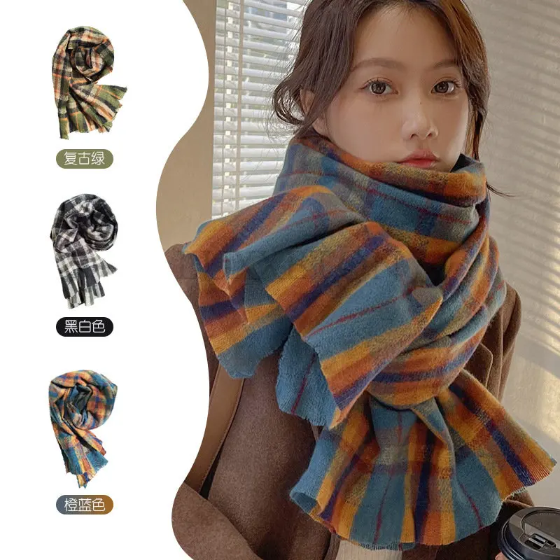 

Women Autumn Winter Scarf Lady Cashmere Feeling Muffler Spring Fall Large Blanket Classic Plaid Shawl Soft Warm Wrap Wholesale