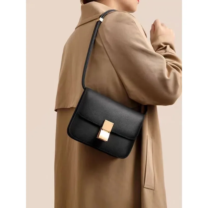 

Top Quality Women Shoulder Bag,100% Genuine Leather Luxury Leather Lining Retro Shoulder Bag,Women Small Square Flap Armpit Bag