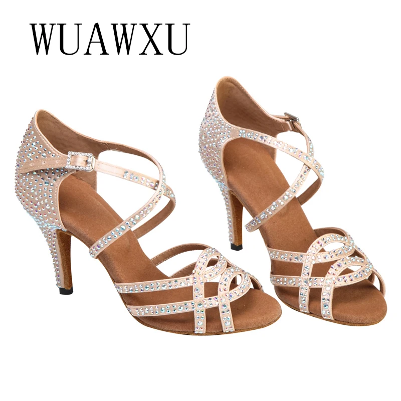 NATASHA2023 New Color Black Latin Dance Shoes Women's High Heels Sexy Performance Shoes Performance Party Dance Shoes 8.5 cm