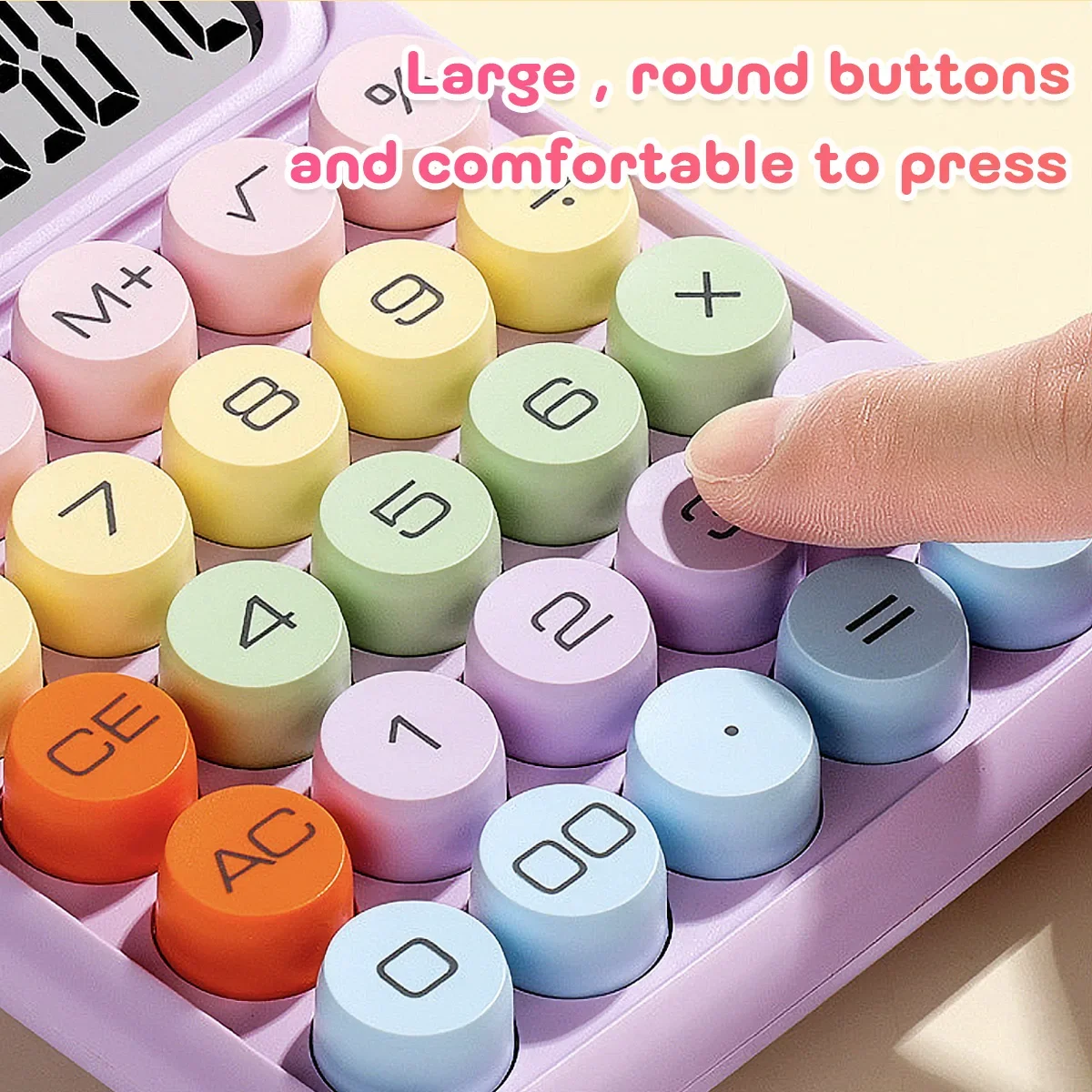 Colorful 12-Digit Mechanical Office Calculator - Cute Candy Design