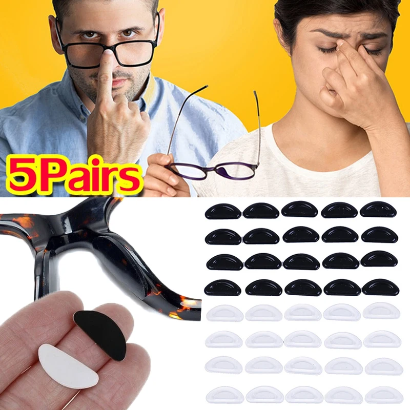 

5/10Pairs Glasses Nose Pads Adhesive Silicone Nose Pads Non-slip Transparent Nosepads for Glasses Eyeglasses Eyewear Accessories
