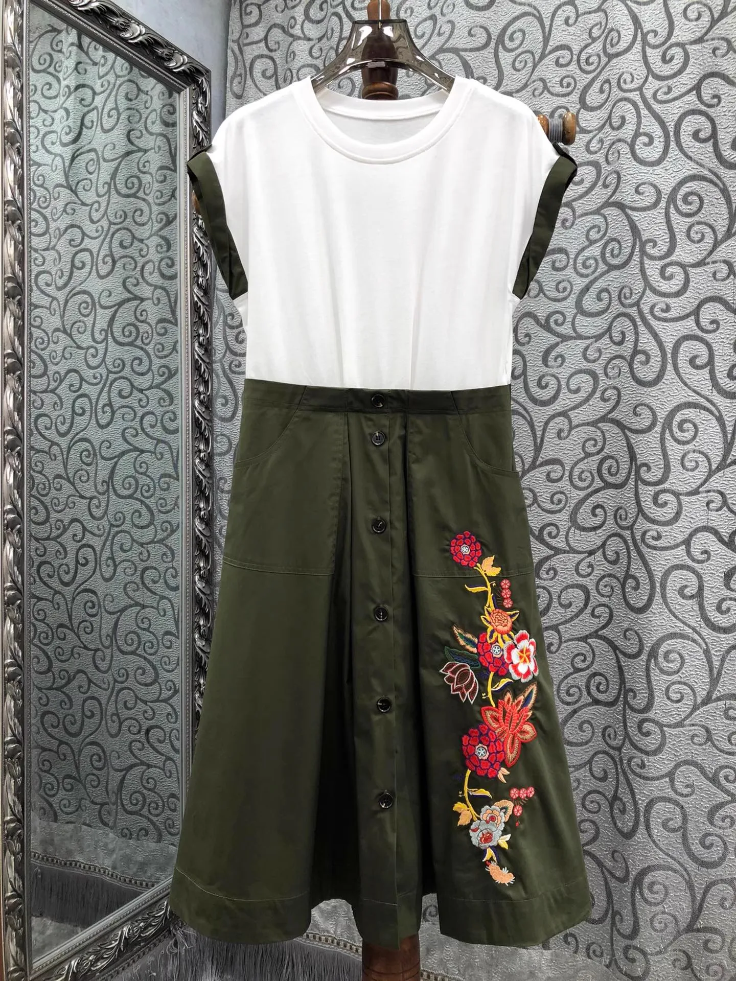Artisanal Embroidered Dress 100% Cotton Fuchsia 602475