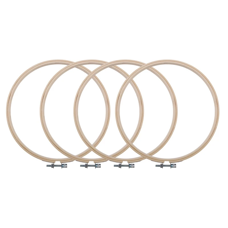 24 Pieces 8 Inch Wooden Round Embroidery Hoops Adjustable Bamboo Circle Cross Stitch Hoop Ring Bulk