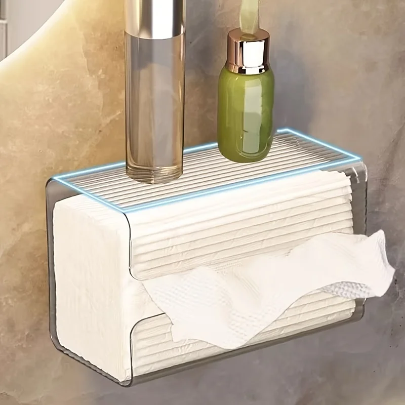 Acrylic Tissue Box Holder Wall Mounted Paper Towel Dispenser Living Room Bathroom
