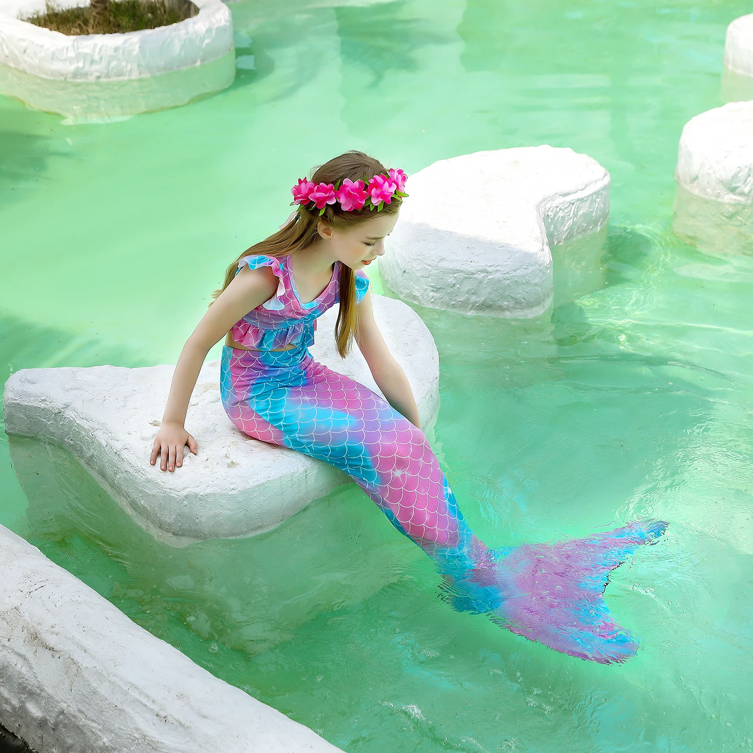 sexy halloween costumes for women Girls Swimsuits Mermaid Tail Cosplay Mermaid Costume Swimming With or No Monofin Kids Swimmable Children Swimwear Dress vampire costume women