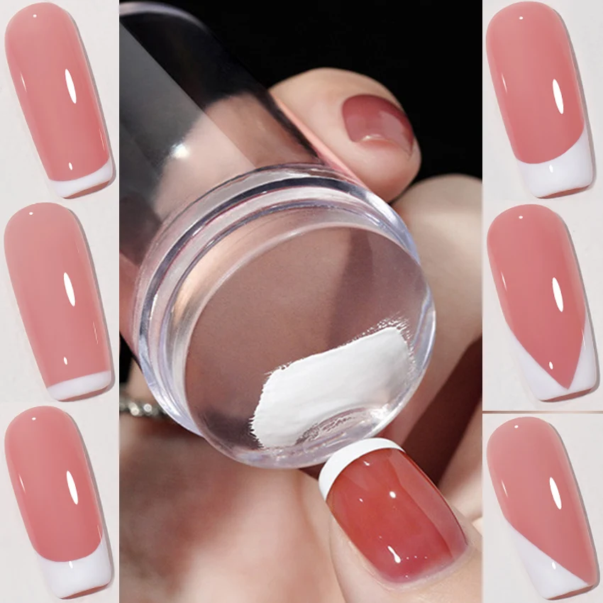 Nail Stamper Jelly Silicone Printing Nail Polish Stamping French Tip Nail Stamp Template with Scraper  Manicure Stencil Tools 2