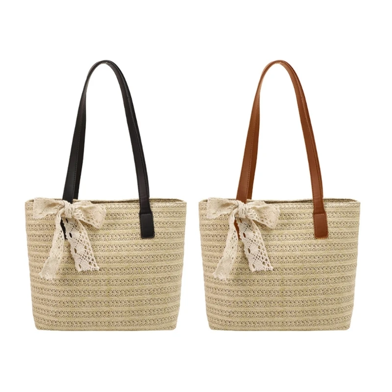 

Ladies Shoulder Bag Rattan Woven Underarm Bag Tote Shoulder Handbag Beach Bag Zippered Underarm Bag Tote Handbag Purse 517D
