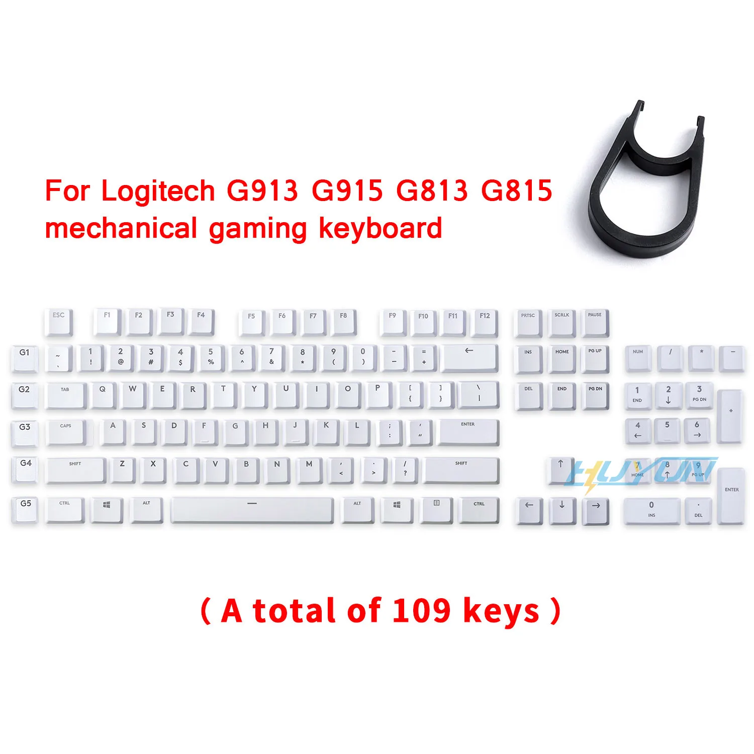 Replacement gl tactile switch keycaps usa layout white g915 109 key