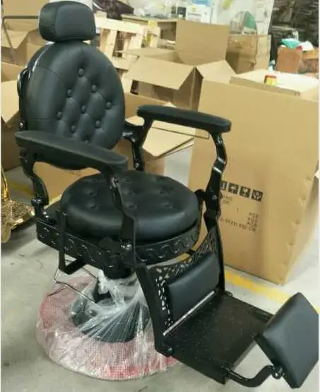 

Чугунный сверхпрочный полностью черный откидной парикмахерский стул, стул для укладки, салонный стул