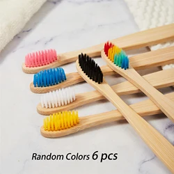 Eco - Friendly Bamboo Toothbrush with Ultra - Soft Bristles for Sensitive Teeth and Gums (Ramdon Colors - 6pcs)
