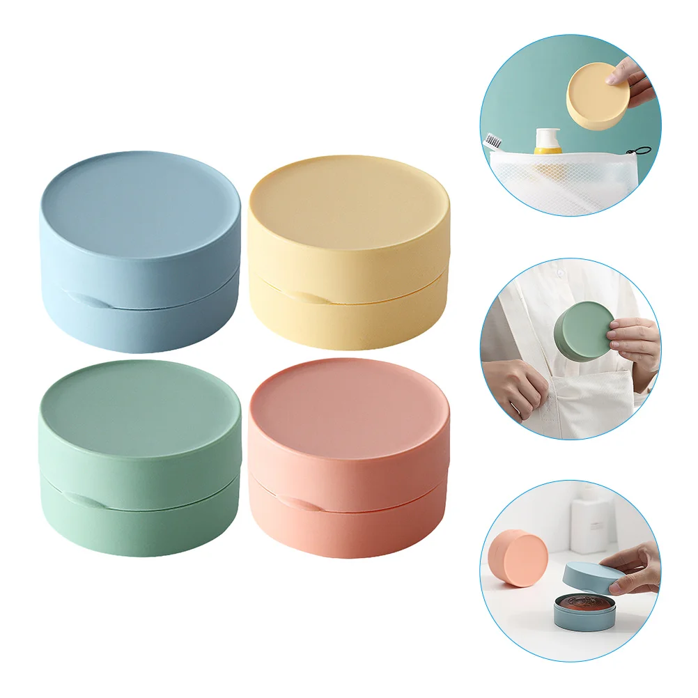 

4 Pcs Body Soap Round Dish Bathroom Supply Container Detachable Holder Toilet Shower Fitness