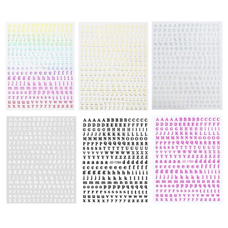 6 Sheets Letter Art Stickers Decals Of Small Letter Stickers Waterproof Letter Resin Stickers