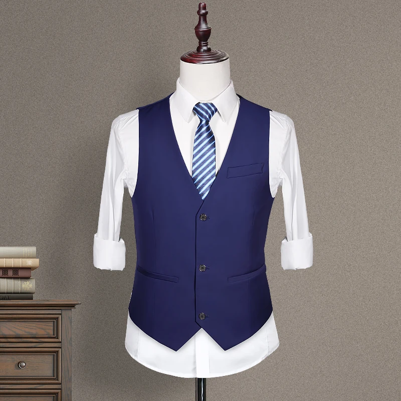 Suit vest men's spring and autumn business suit casual gray vest Korean slim plus size suit male tide