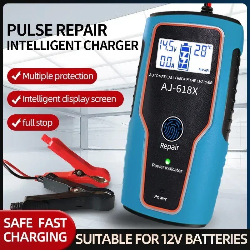 

Automatic Car Battery Charger Pulse Repair 12V 6 A Output For 100Ah Lead Acid Batteries Maintenance-free Battery Fast Charging