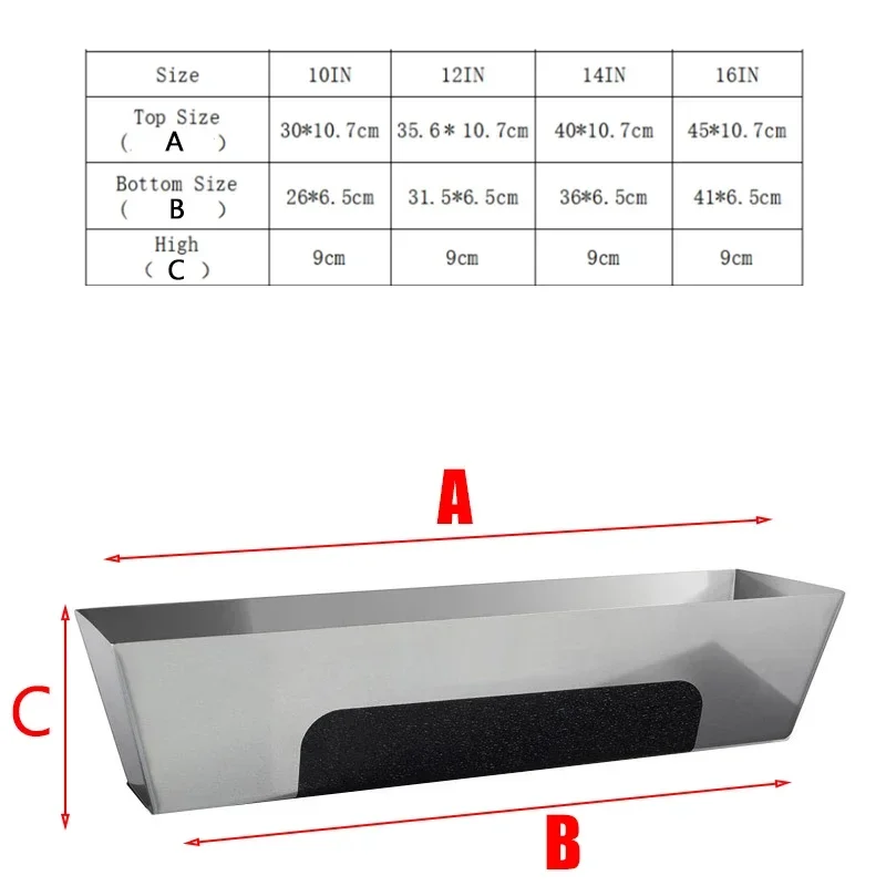 10-14In Stainless Steel Mud Pan Anti Slip Sturdy Accessories Lightweight Drywall Sheared Edges with Reinforced Band Scraping Bar 2
