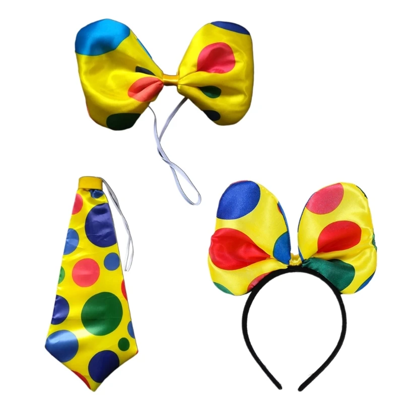 

Polka Dot Clown Tie Clown Cosplay BowTie Polka Dot Bow Headband Circus Bow Tie