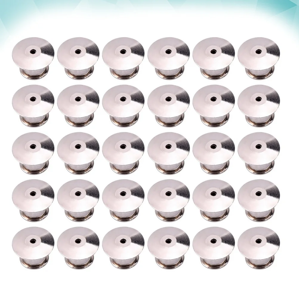 

30PCS Durable Metal Flat Locking Pin Backs Brooch Badge Accessories (Silver)