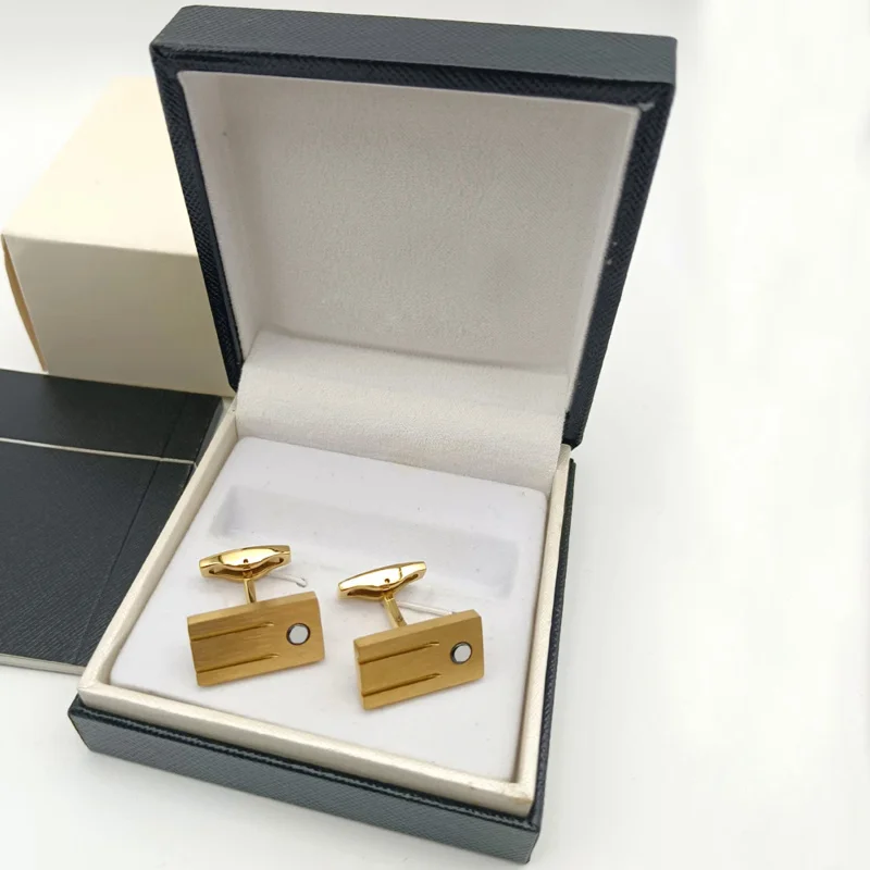 Cuff Links MB 3 Colors Rectangle 316 Stainless Steel 1:1 High Quality Man Shirt Cufflinks Classic Buttons With Box Set