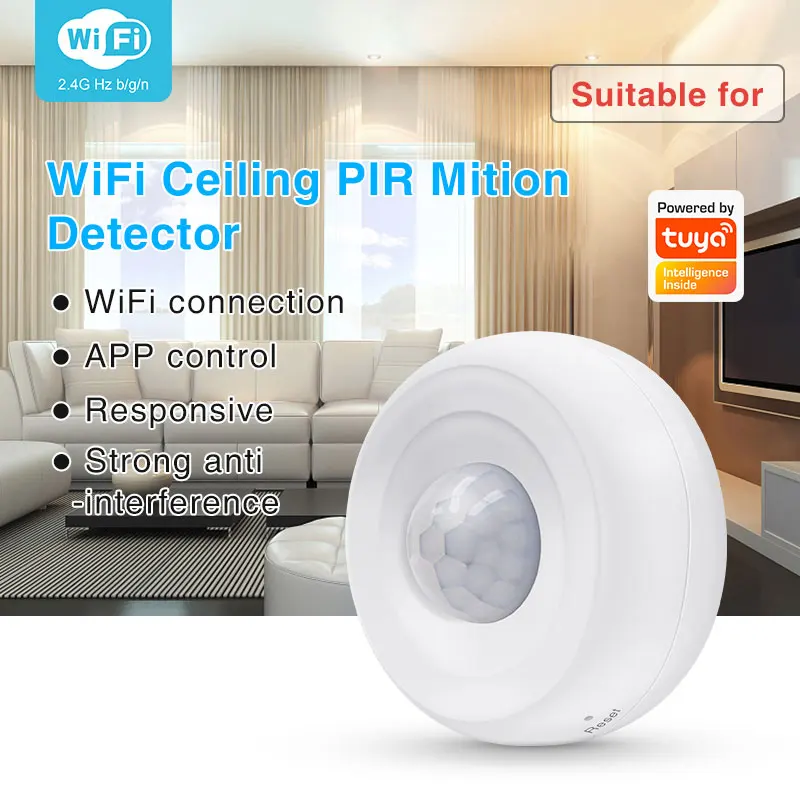 Tuya WiFi Smart PIR Motion Detection Sensor Security Burglar Alarm Sensor Smart