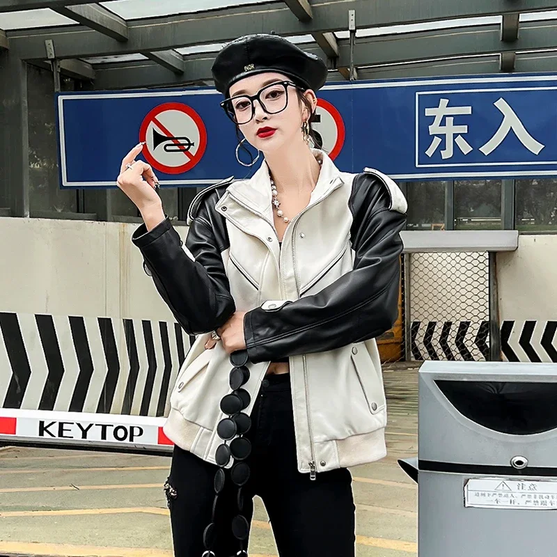 

Geniune Leather Jacket Women Fashion Loose Leather Jackets for Women 2023 New Spring Autumn Real Sheepskin Coat veste cuir femme
