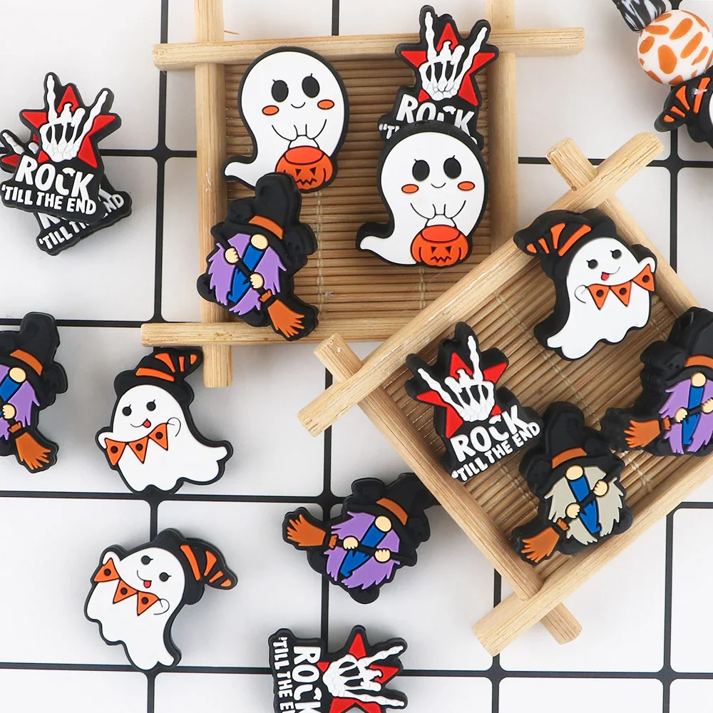 Sunrony 50-200Pcs New Cartoon Boys Girls Boots Ghost Silicone Beads For Jewelry Making DIY Necklace Jewelry Accessories