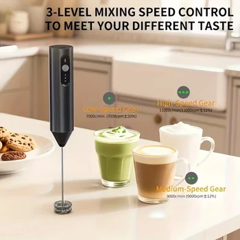 Wireless electric milk bubbler rechargeable milk coffee mixer 3-speed egg beater for hot chocolate latte foam making machine 1