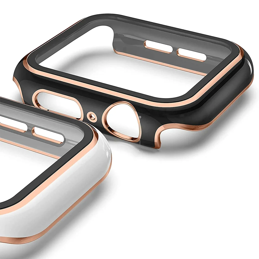 

Cover For Apple watch Case 45mm 41mm 44mm 40mm 42mm 38mm Screen Protector PC Bumper Tempered Glass iWatch series 8 7 SE 6 5 4 9
