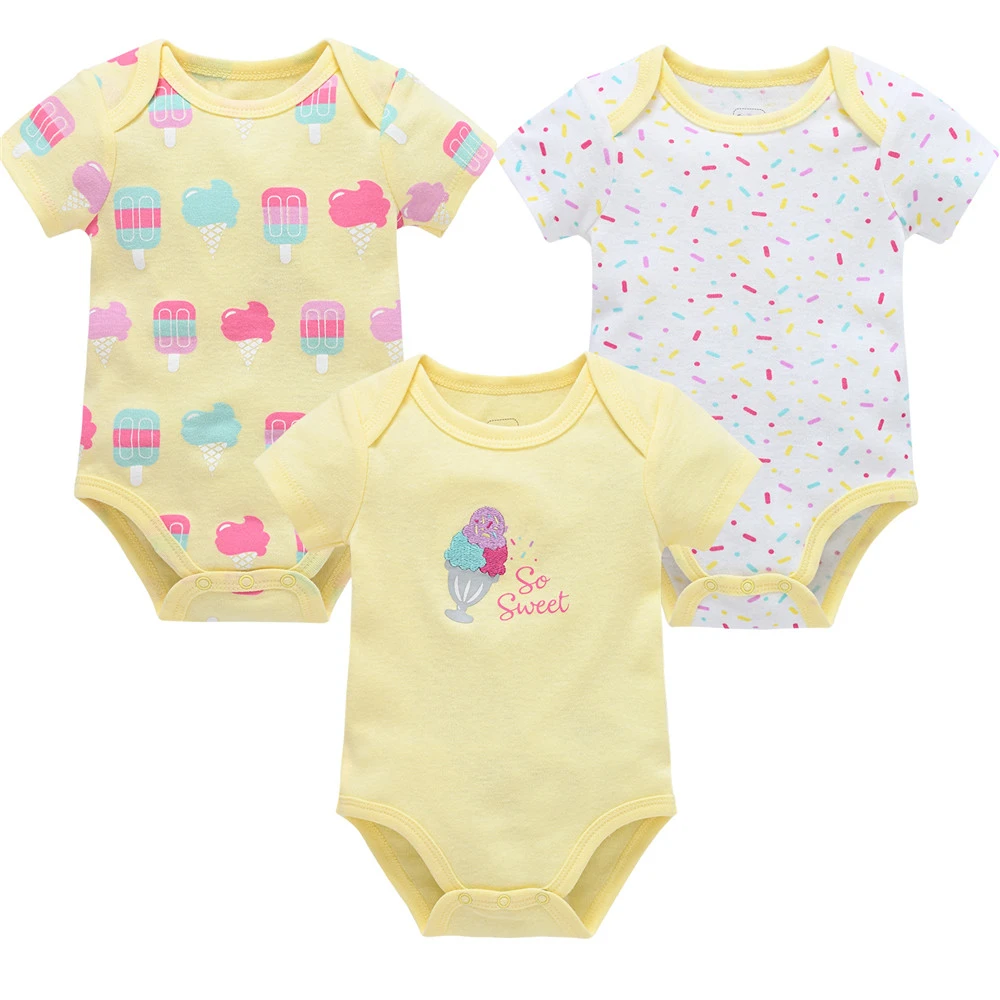 3 Pcs/lot Newborn Baby Boy Bodysuit 100% Cotton Short Sleeve 3M 6M 9M 12M Girls Clothes Cool Print Infant Jumpsuit 6
