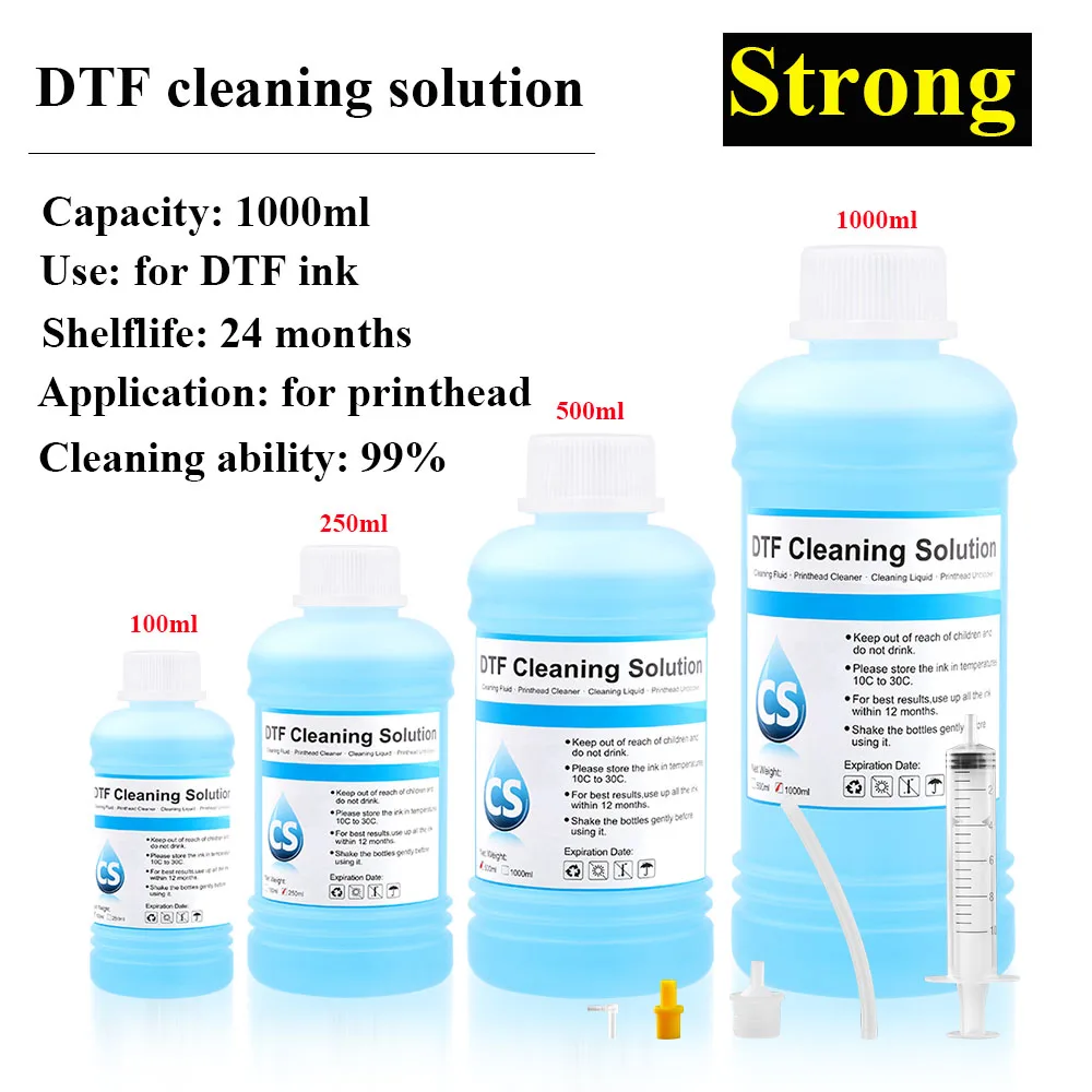 Solução de Limpeza Forte de Volumes Dtf para Epson Dx4 Dx5 Dx7 L1800 L805 L800 1390 I3200 Dtf Líquido de Limpeza da Tinta