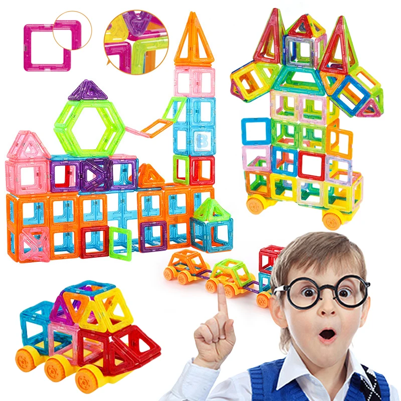 64-184Pcs Kids Magnetic Building Blocks Mini Size Magnet Toys for Boys Construction Set STEM Toy for Children Girls