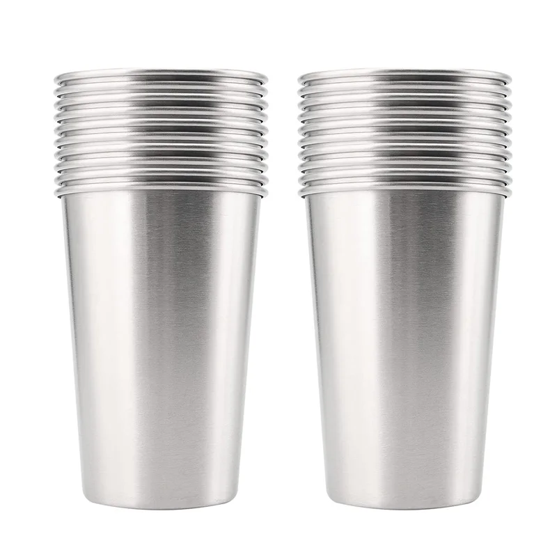 

100pcs/lot 500ml Stainless Steel Cups With Juice Beer Glass Portion Cups 16oz Tumbler Pint Metal Kitchen Bar Large Drinking Mug