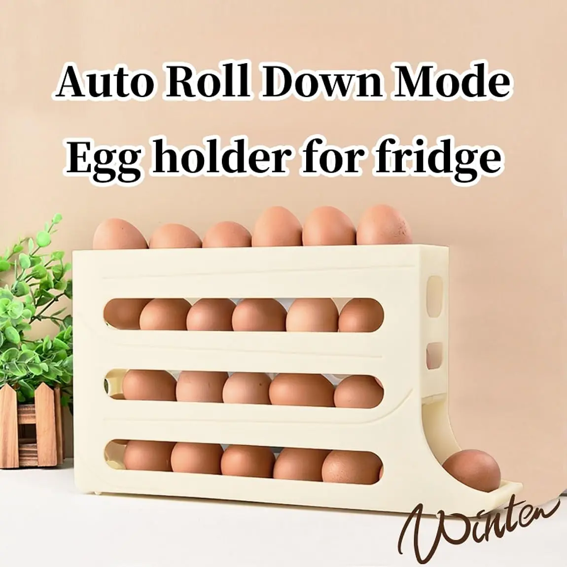 Egg Storage Box Refrigerator 4 Tier Rolling Egg Holder Dispenser Kitchen Automatic Scrolling