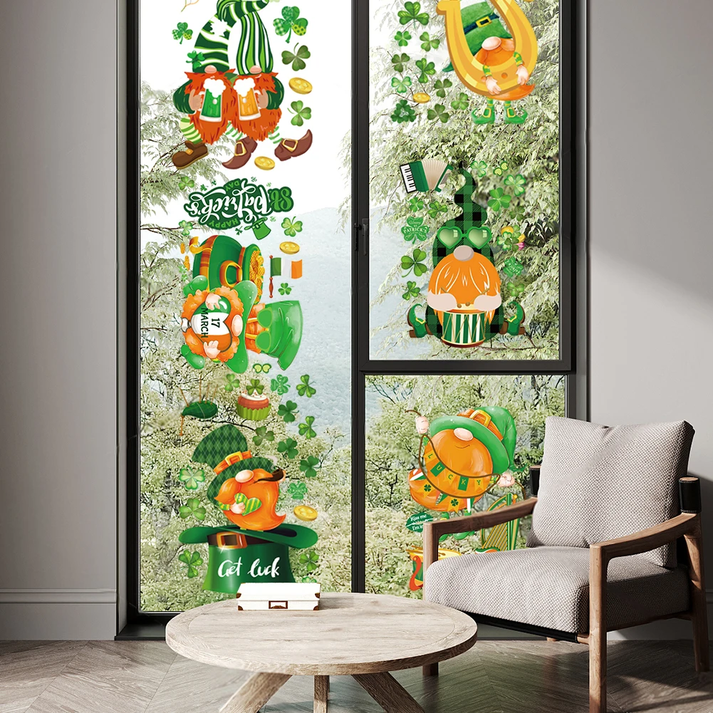 

St. Patrick's Day Window Stickers, Shamrock Clover Lucky Window Clings, 130 PCS St Patricks Day Window Clings