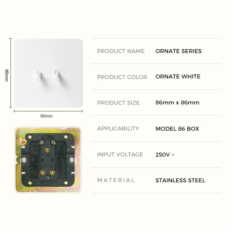 Avoir Wall Switches For Houses Push Button Switch Light White Stainless Steel Panel Electrical Sockets And Switches USB Charge - 6