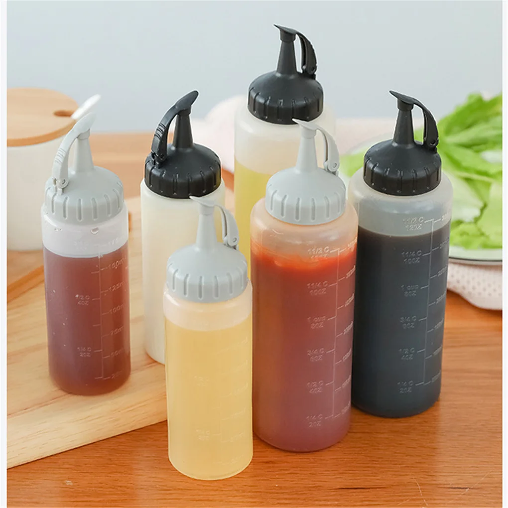 

Squeeze Bottle Plastic BBQ Sauce Dispenser Leakproof Condiment Container Kitchen Organizer Gray Large