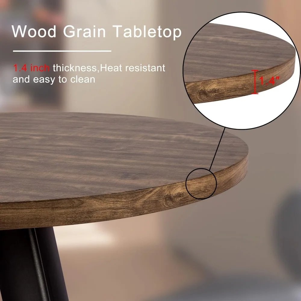 Round Dining Table, Small Dining Table for 2, 31.5" Round Table, Mid-Century Modern Kitchen Table with 1.4" Thickness Wood Grain 6