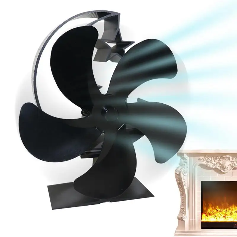 Wood Stove Blower Fan 5 Blades High Efficiency Fireplace Fan With Moon