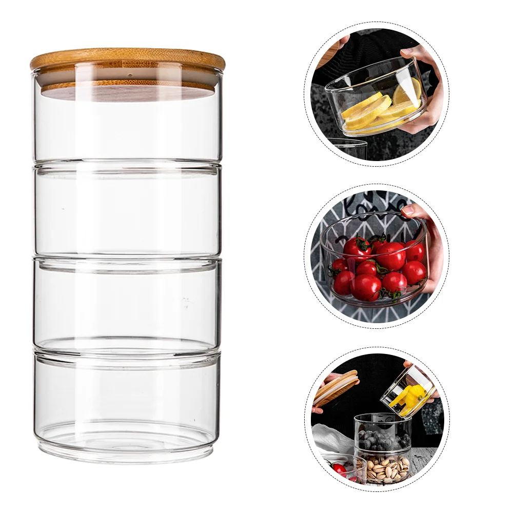 

Stackable Glass Jars With Lid Storage Bowl Fruit Salad Bowls For Family Kitchen Storage Jar