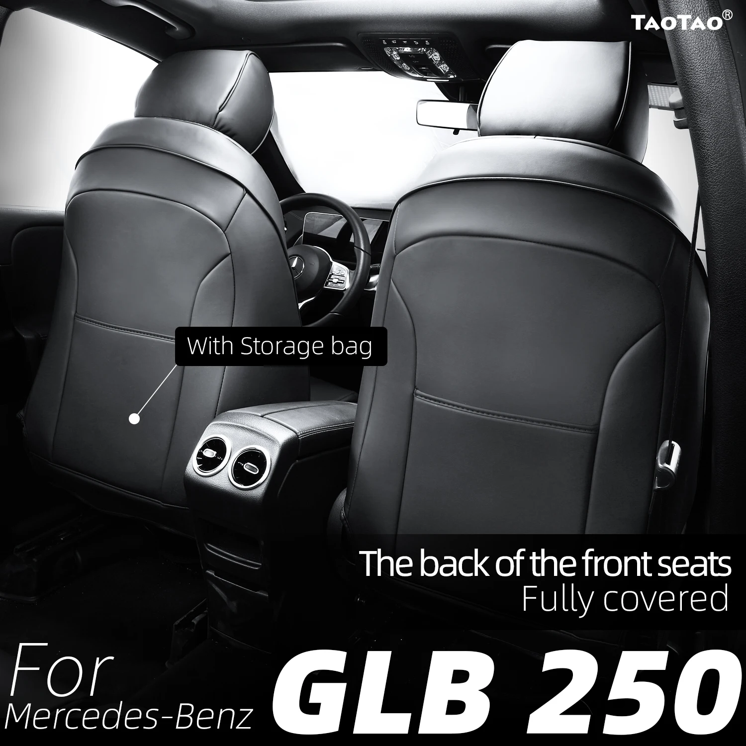 Car Seat Cover Fit For Mercedes Benz EQ EQA 250 300 350 EQB 250 300 350, Seat Covers Full Set, Waterproof Leather Wear-resistant, 5-seater