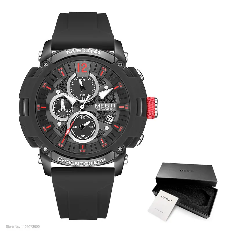Sporty Luminous Chronograph Wristwatch with Waterproof Silicone Strap - Orange