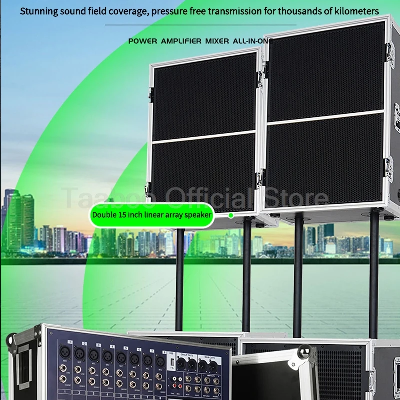 4 Channel 1200Wx4 High-power Amplifier Equipped with Wireless Microphone Dual Group Subwoofer Amplifier with Mixing Console