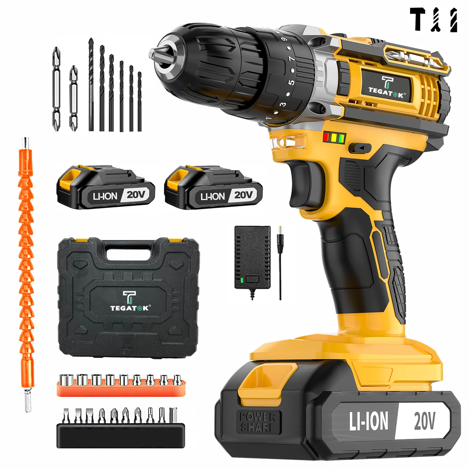 Household DIY Electric Screwdriver Impact Drill 2 Speed Rechargeable Lithium Battery 20+3 Drilling Tool For Makita 20V Battery