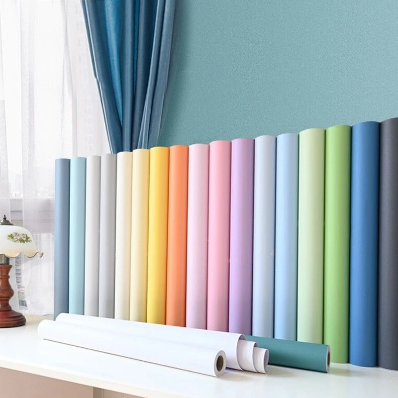 Matte White Renovation PVC Waterproof Self-adhesive Wallpaper DIY Contact Paper Wall Sticker Wall In Rolls Home Decorative Films solid color wallpaper self adhesive film bedroom pink blue pvc waterproof wooden door old furniture renovation wall sticker