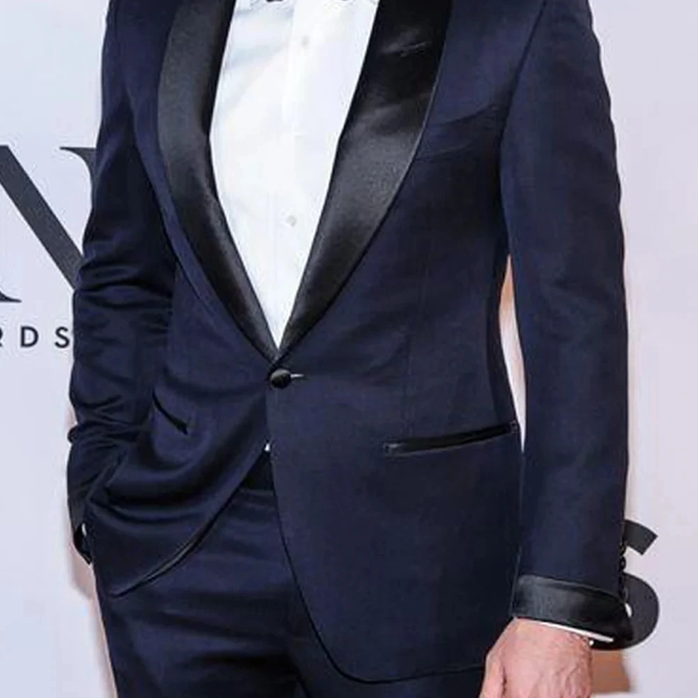 Men's 2 Piece (Jacket+Pants)Men Suit Shawl Lapel One Button Tuxedo for Party Business Prom Leisure