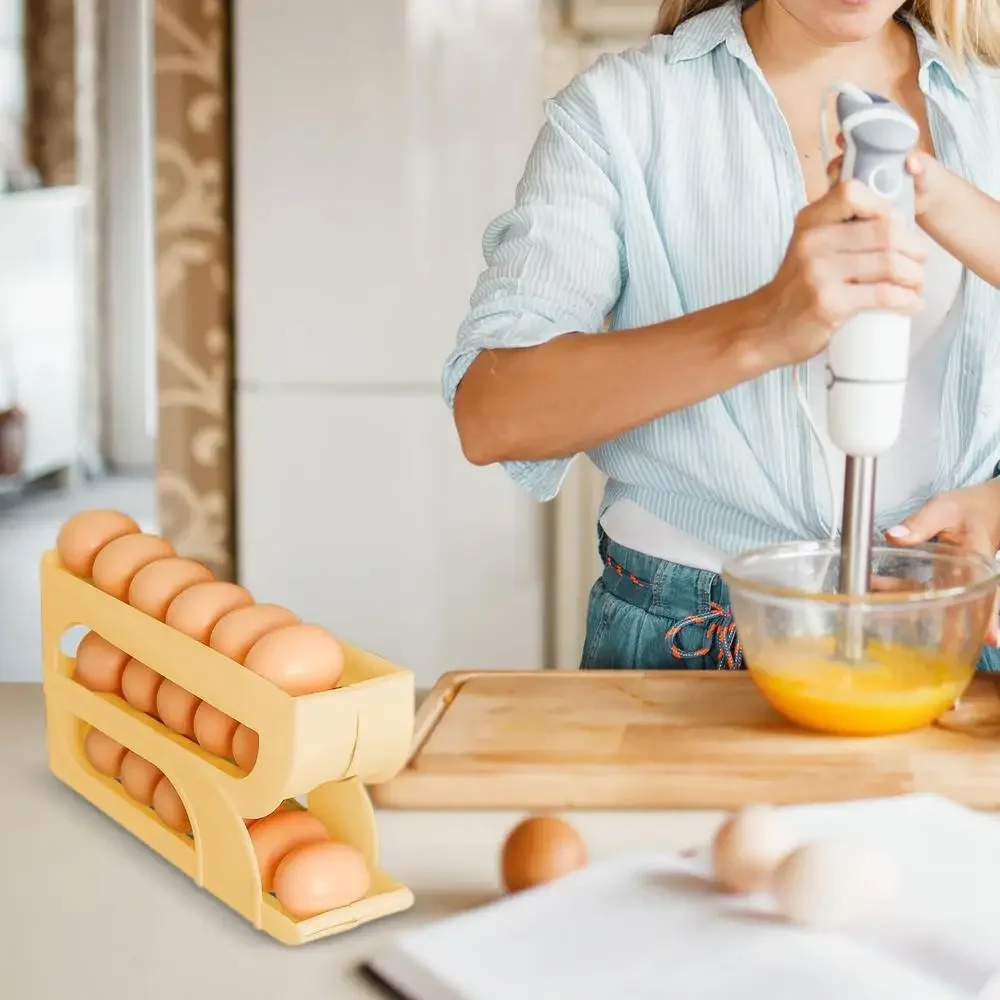 Sliding Egg Carton For Kitchen Egg Storage Box Refrigerator Side Large Capacity Space Saving Three-Layer Drop-Proof Egg Tray 3
