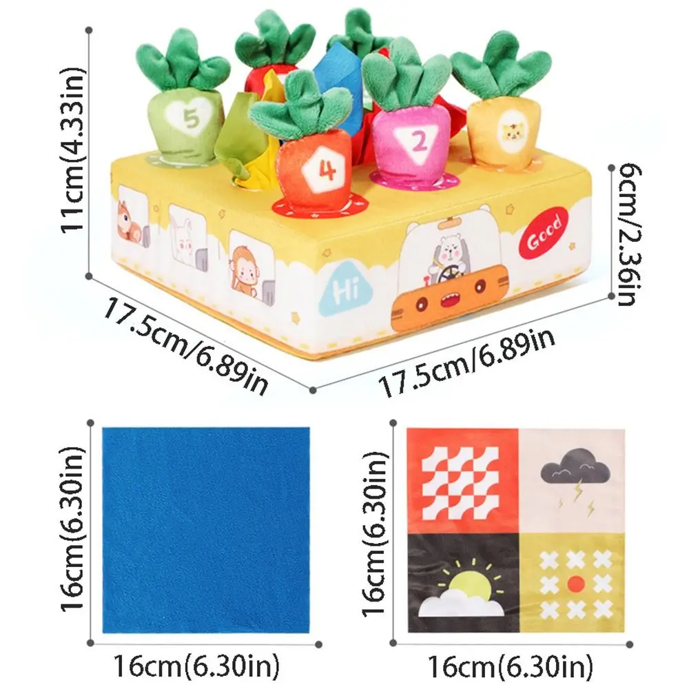 Soft Baby Tissue Box Toy Tear-resistant Finger Exercise Radishes Montessori Toy Non-Fading Color Learning