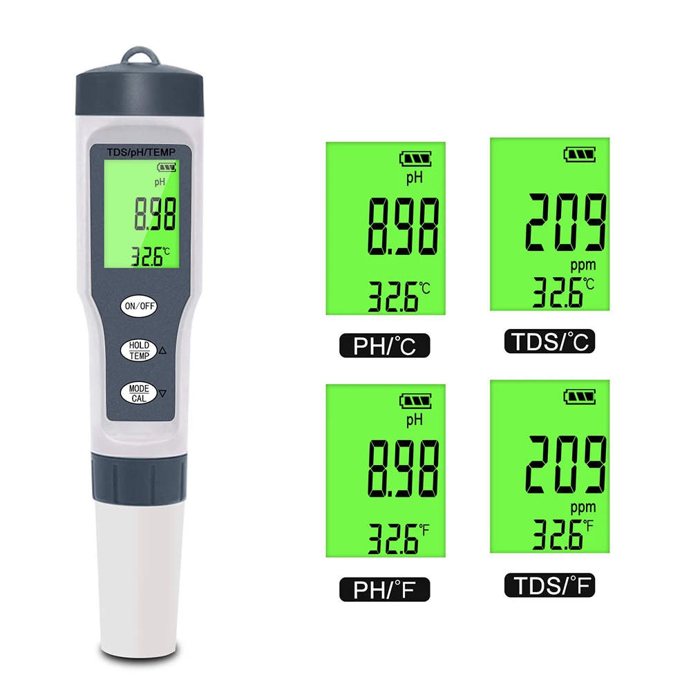 New 3 IN 1 PH Meter Water Quality Tester PH/TDS/TEMP Digital LCD EZ 9901 Monitor Tester For Pools , Drinking Water ,Aquariums 5